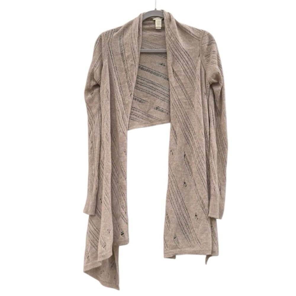White & Warren Women's Taupe 100% Cashmere Cropped Cardigan Size Petite Small